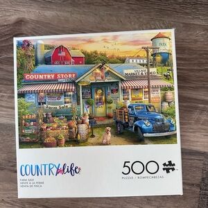 Buffalo Games Country Life Farm Sale 500-Piece Jigsaw Puzzle - Colorful Scene